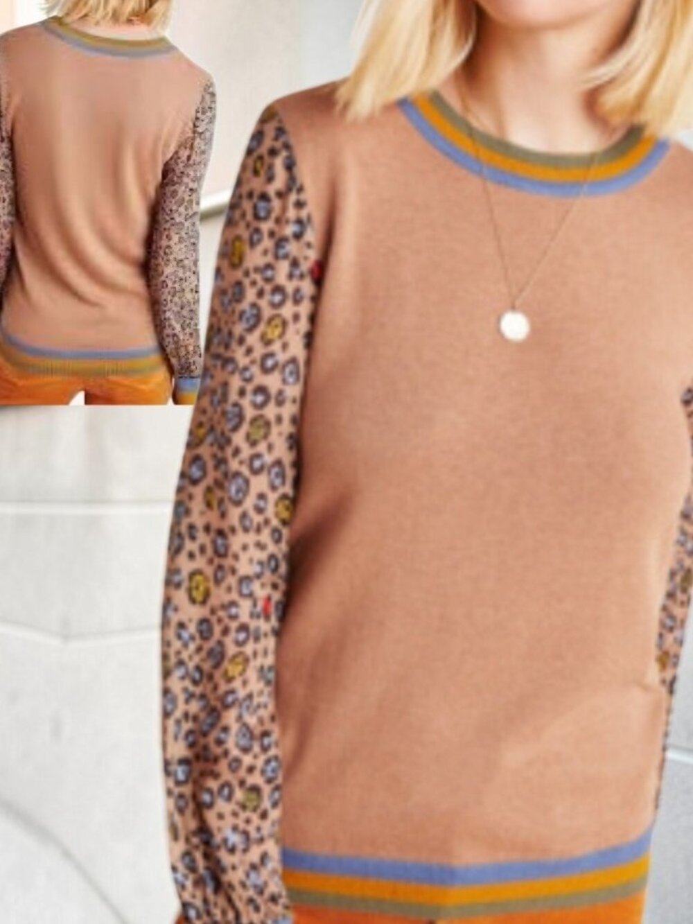 EUC ANTHROPOLOGIE (SM) {CONDITIONS APPLY} Celina Leopard Print Knit Cashmere Mix